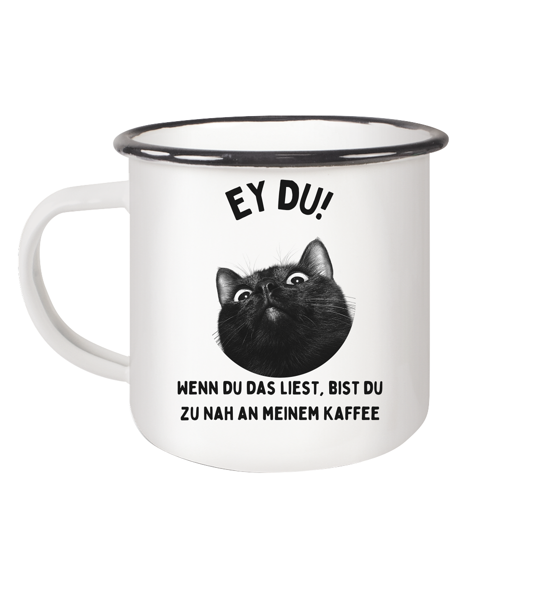 Coffee Cat - Emaille Tasse (Black)