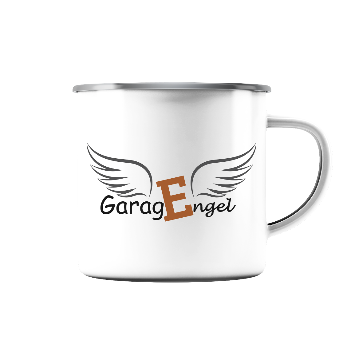 GaragEngel - Firmenlogo - 1 - Emaille Tasse (Silber)