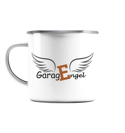 GaragEngel - Firmenlogo - 1 - Emaille Tasse (Silber)