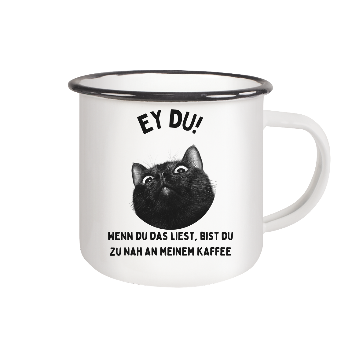 Coffee Cat - Emaille Tasse (Black)