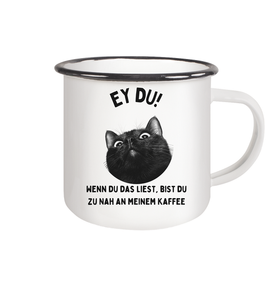 Coffee Cat - Emaille Tasse (Black)