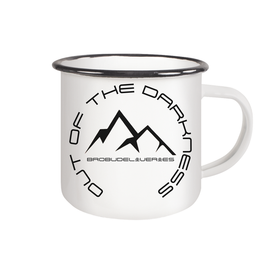 out of the darkness 1.1 - Emaille Tasse (Black)