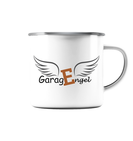 GaragEngel - Firmenlogo - 1 - Emaille Tasse (Silber)